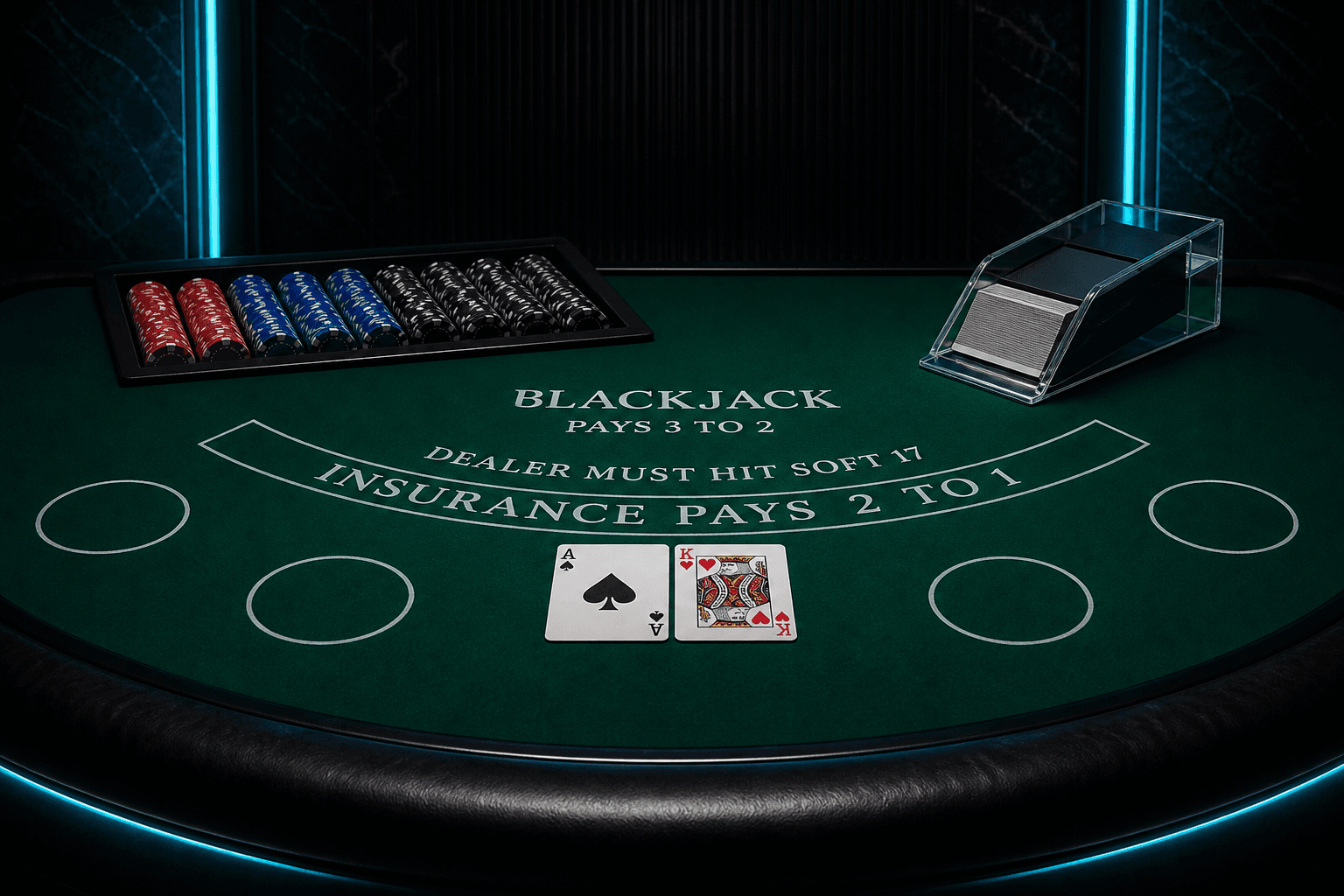 Premium blackjack table with ace and king